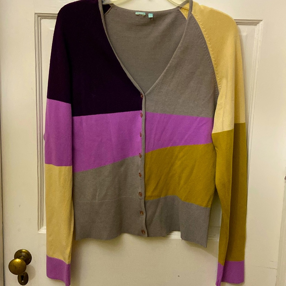 Designer Colorblock Cardigan Sweater